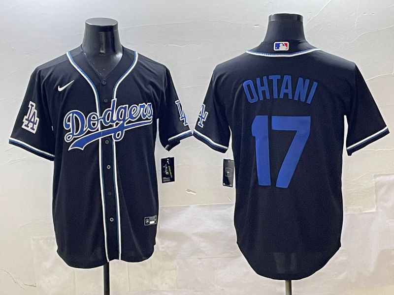 Men Los Angeles Dodgers 17 Ohtani Black blue Three generations Nike 2025 MLB Jersey style 6